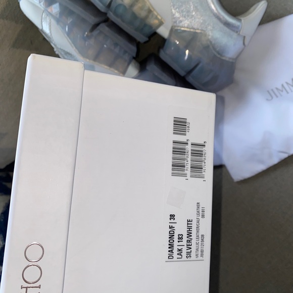 Jimmy Choo diamond Luxury sneakers silver/white metallic leather 40/10 NWT - Picture 13 of 16